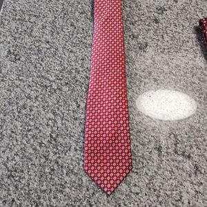Brioni Red and White Patterned Tie